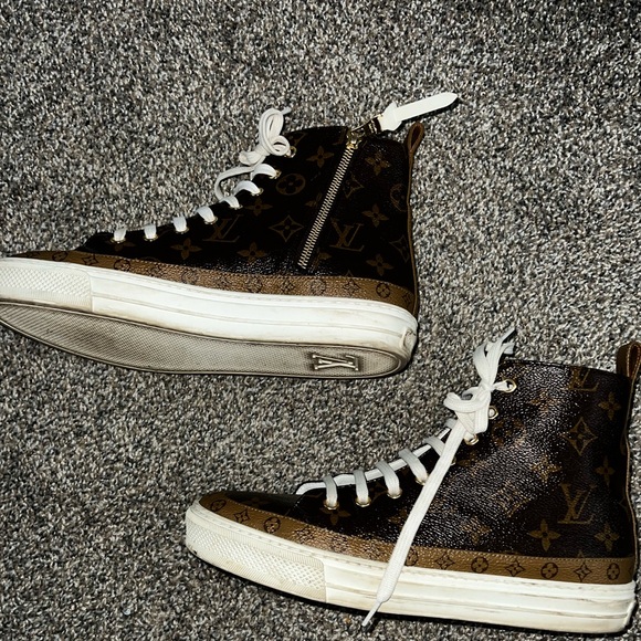 Louis Vuitton Monogram High-Tops in Brown and White - Picture 1 of 6